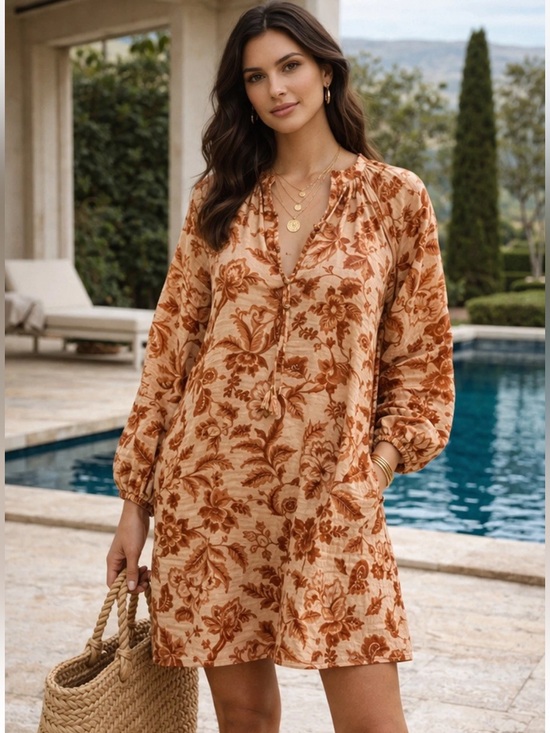 Dresses & Skirts - NWT Mason’s Daughter Lyndsey Zorich Floral Mini Dress XL Linen Balloon Sleeve